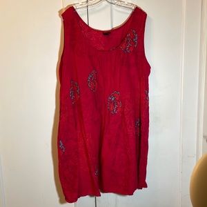 Red boho casual summer dress by Aller Simplement in 3X